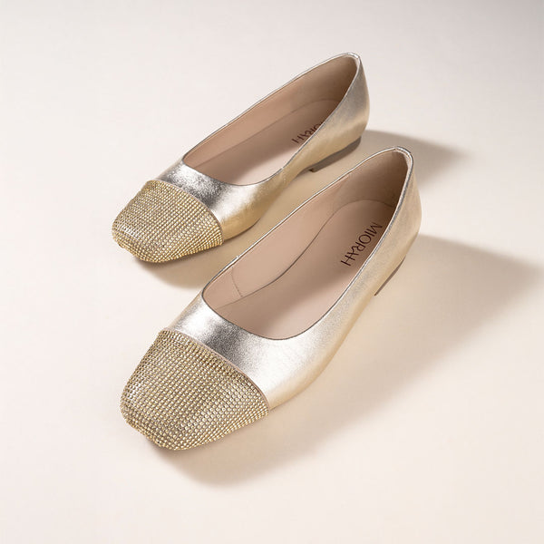 Charm Metallic Leather Stud Ballerines