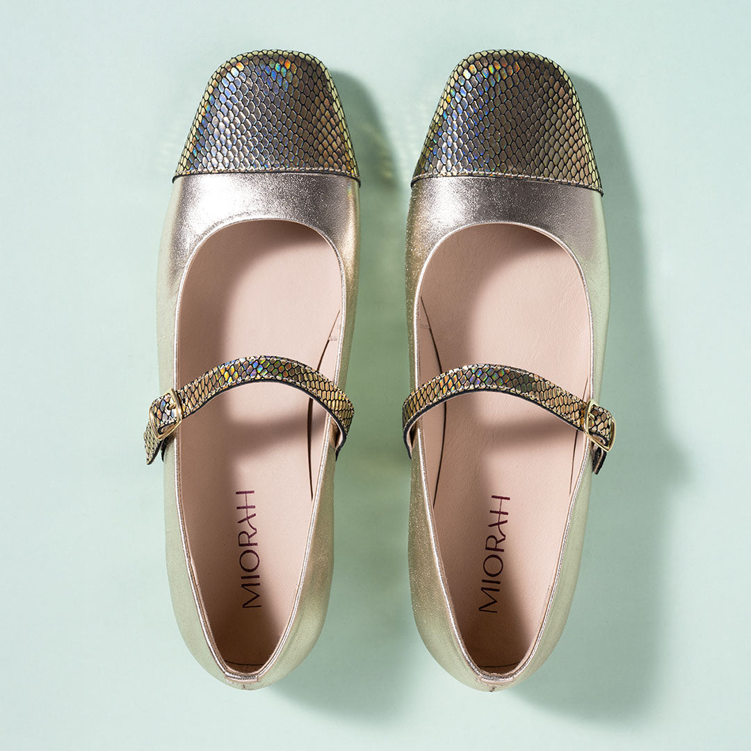 Charm Metallic Leather Stud Ballerines