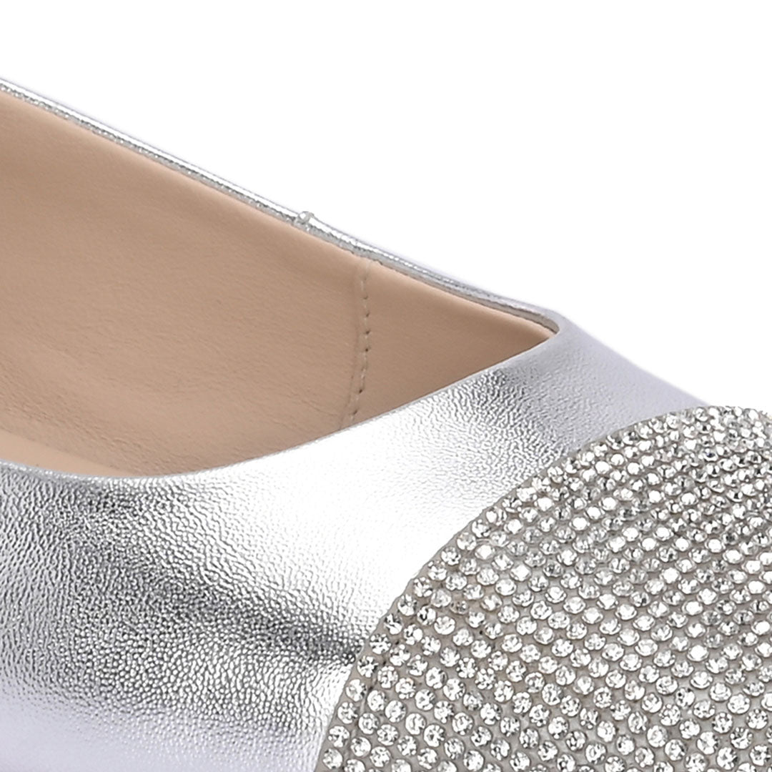 Charm Metallic Leather Stud Ballerines