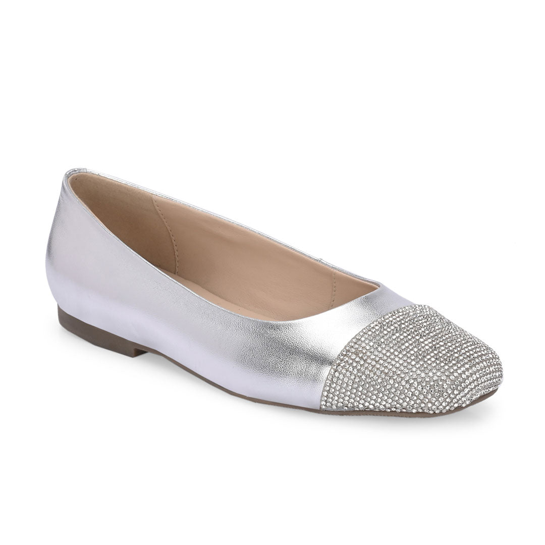 Charm Metallic Leather Stud Ballerines