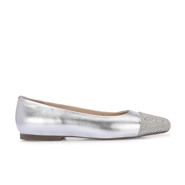 Charm Metallic Leather Stud Ballerines