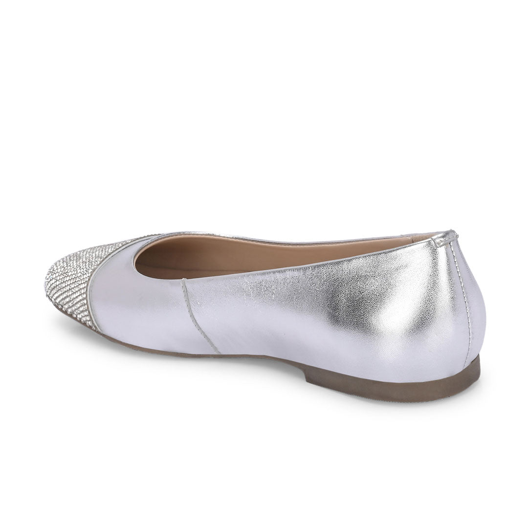 Charm Metallic Leather Stud Ballerines