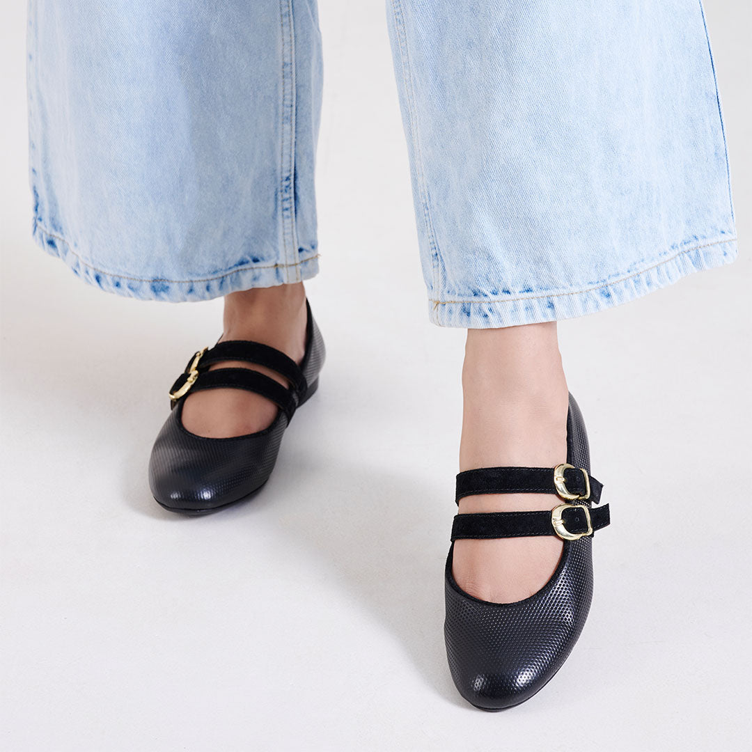 Callie Leather Strapy Ballerina