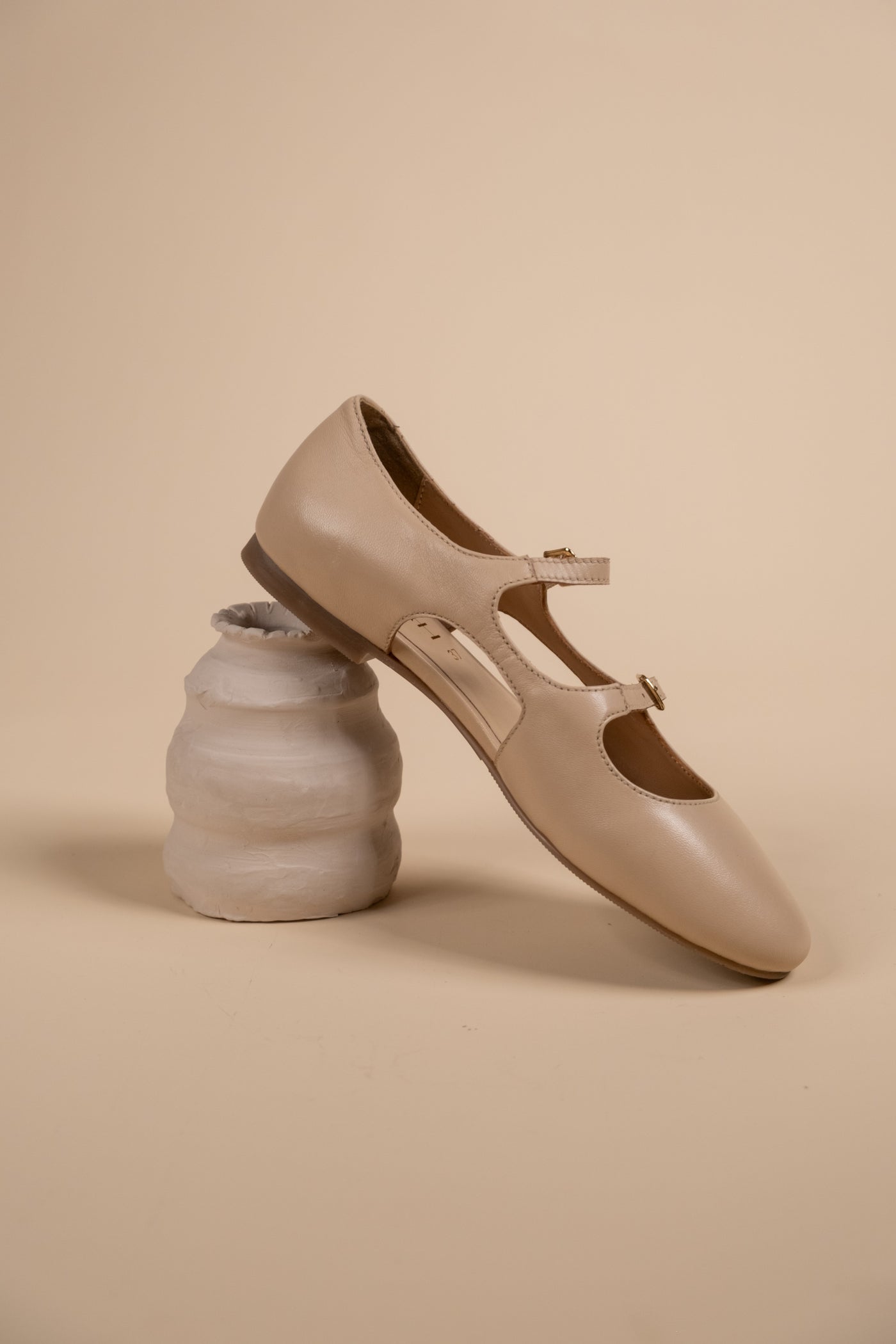 Bloss Nude Leather Ballerinas