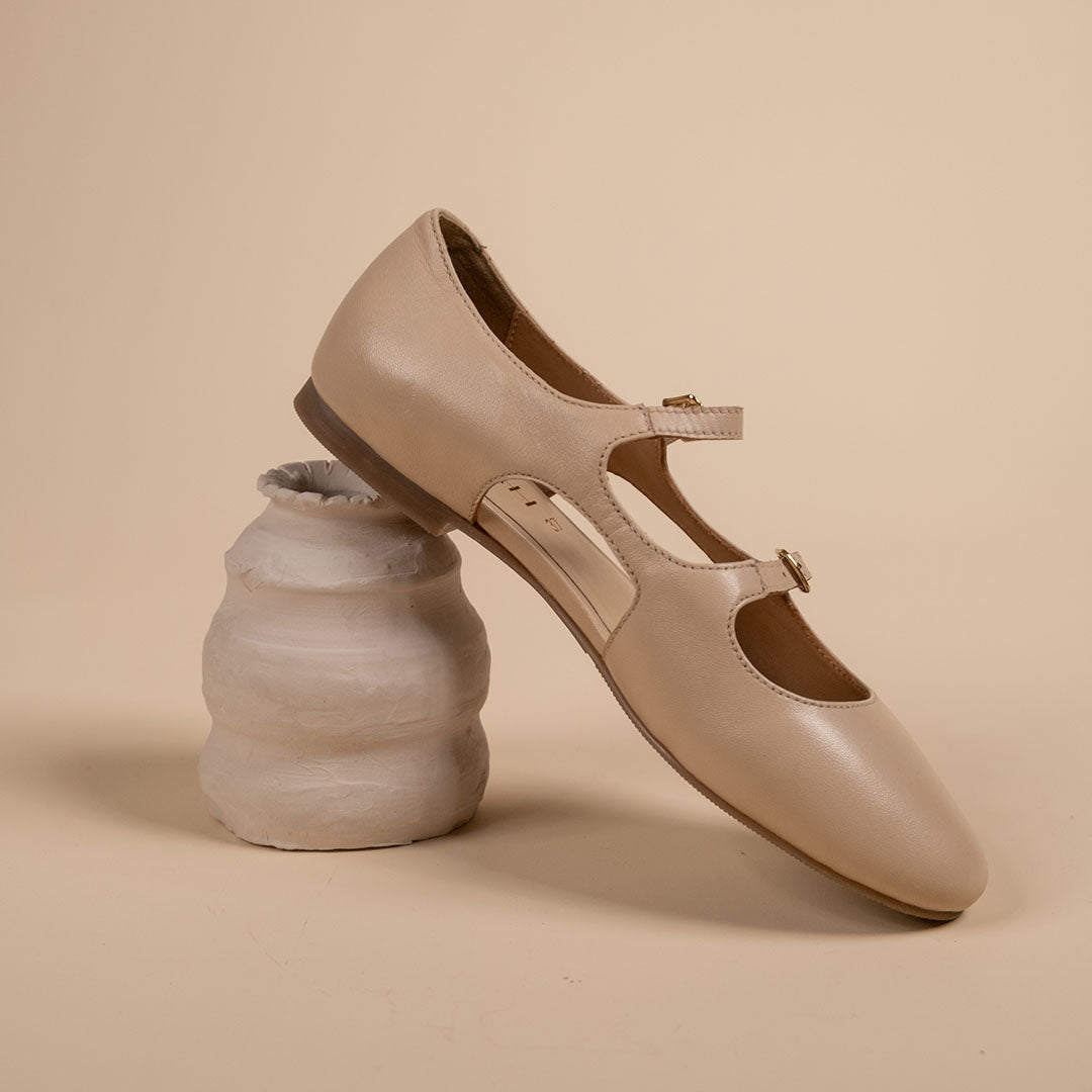 Bloss Nude Leather Ballerinas