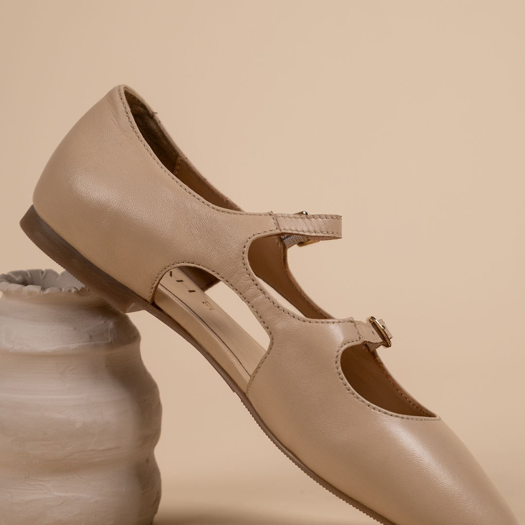Bloss Nude Leather Ballerinas