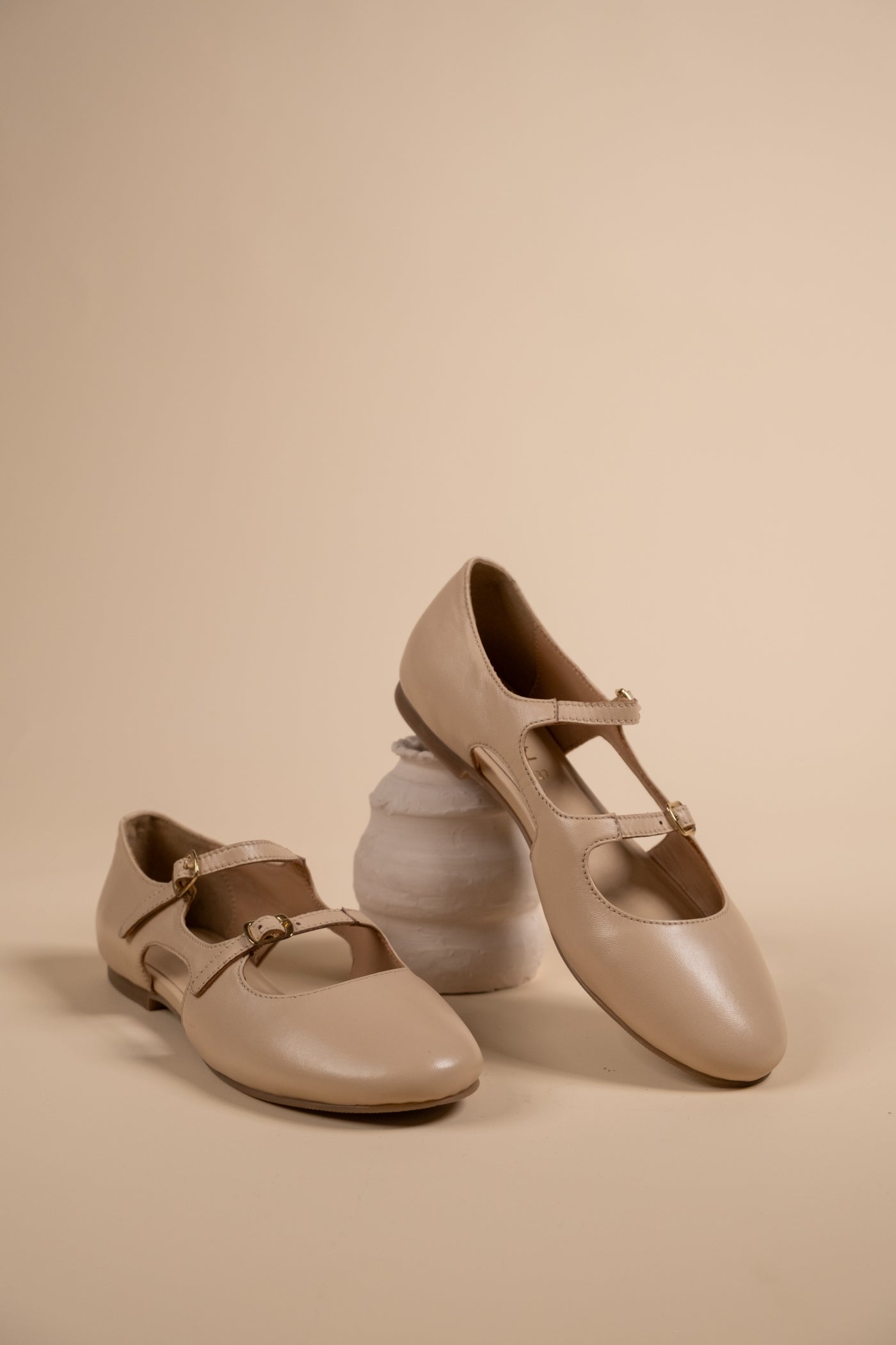 Bloss Nude Leather Ballerinas