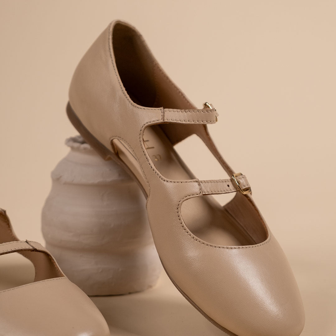 Bloss Nude Leather Ballerinas