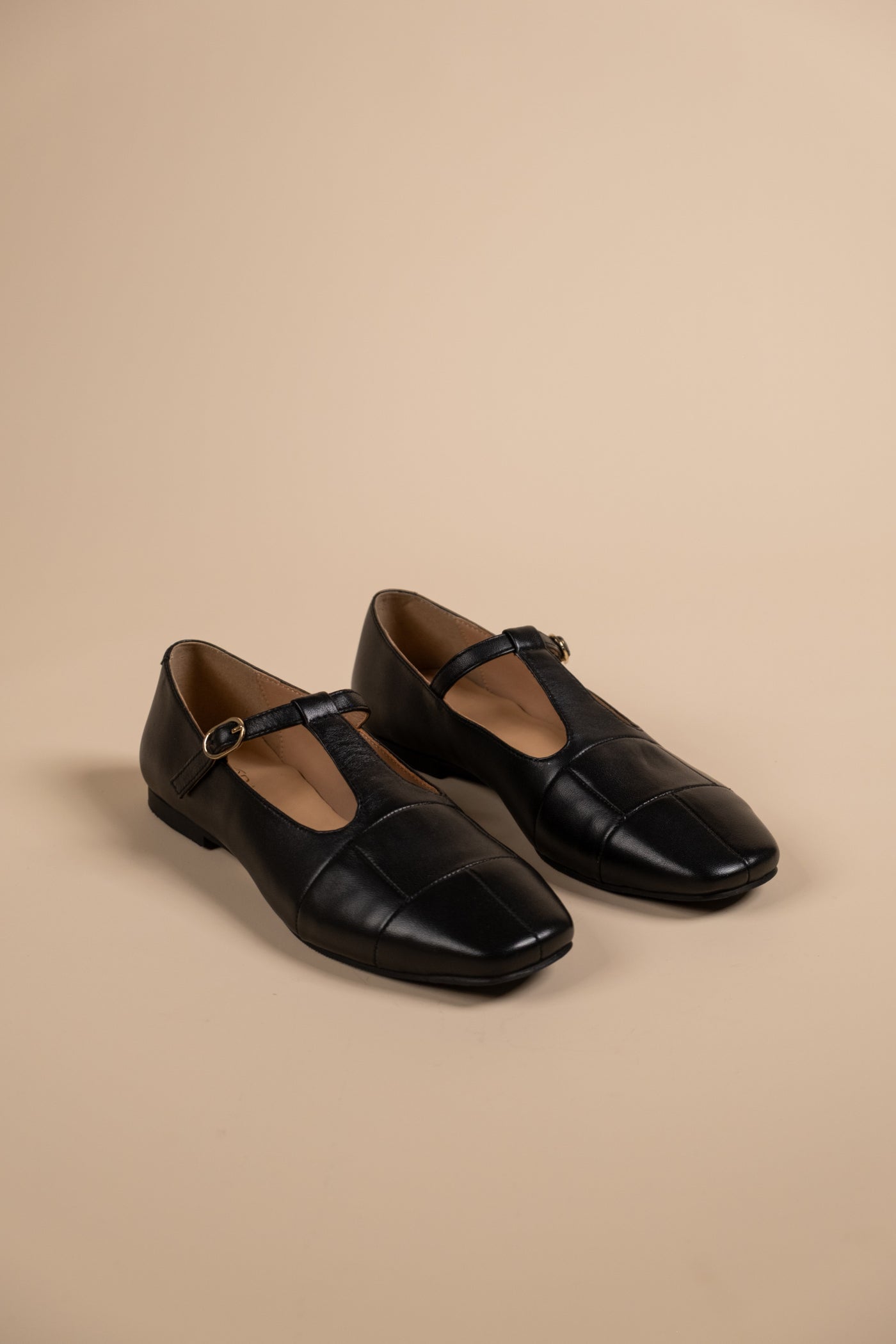 Zenith Black Leather Strappy Ballerinas