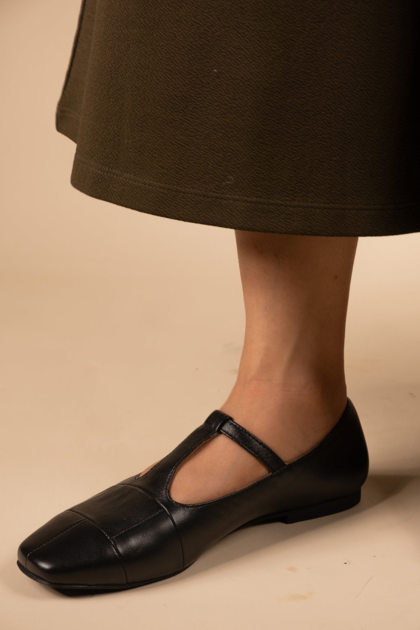 Zenith Black Leather Strappy Ballerinas