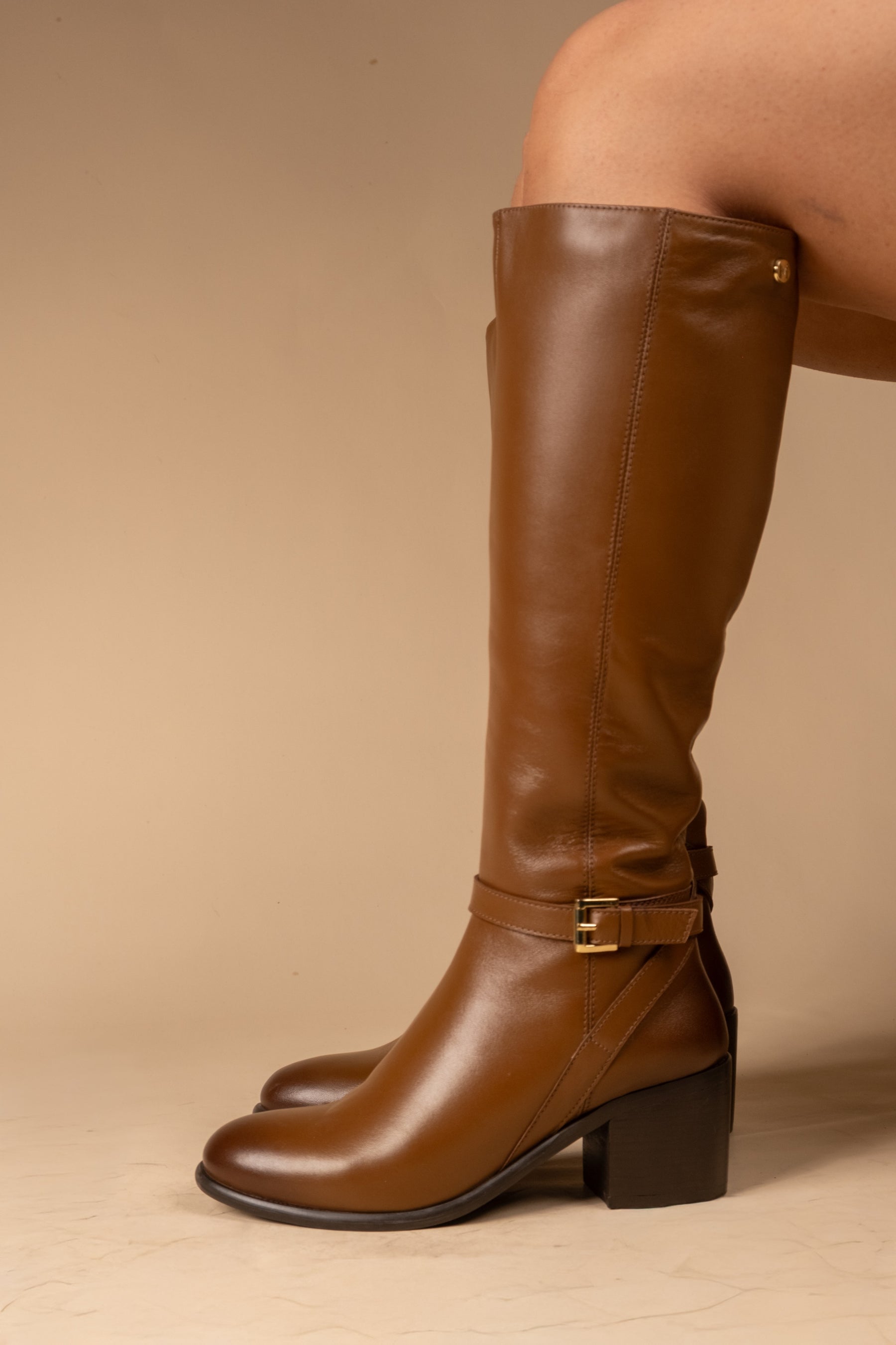 Noir Leather Knee High Boots