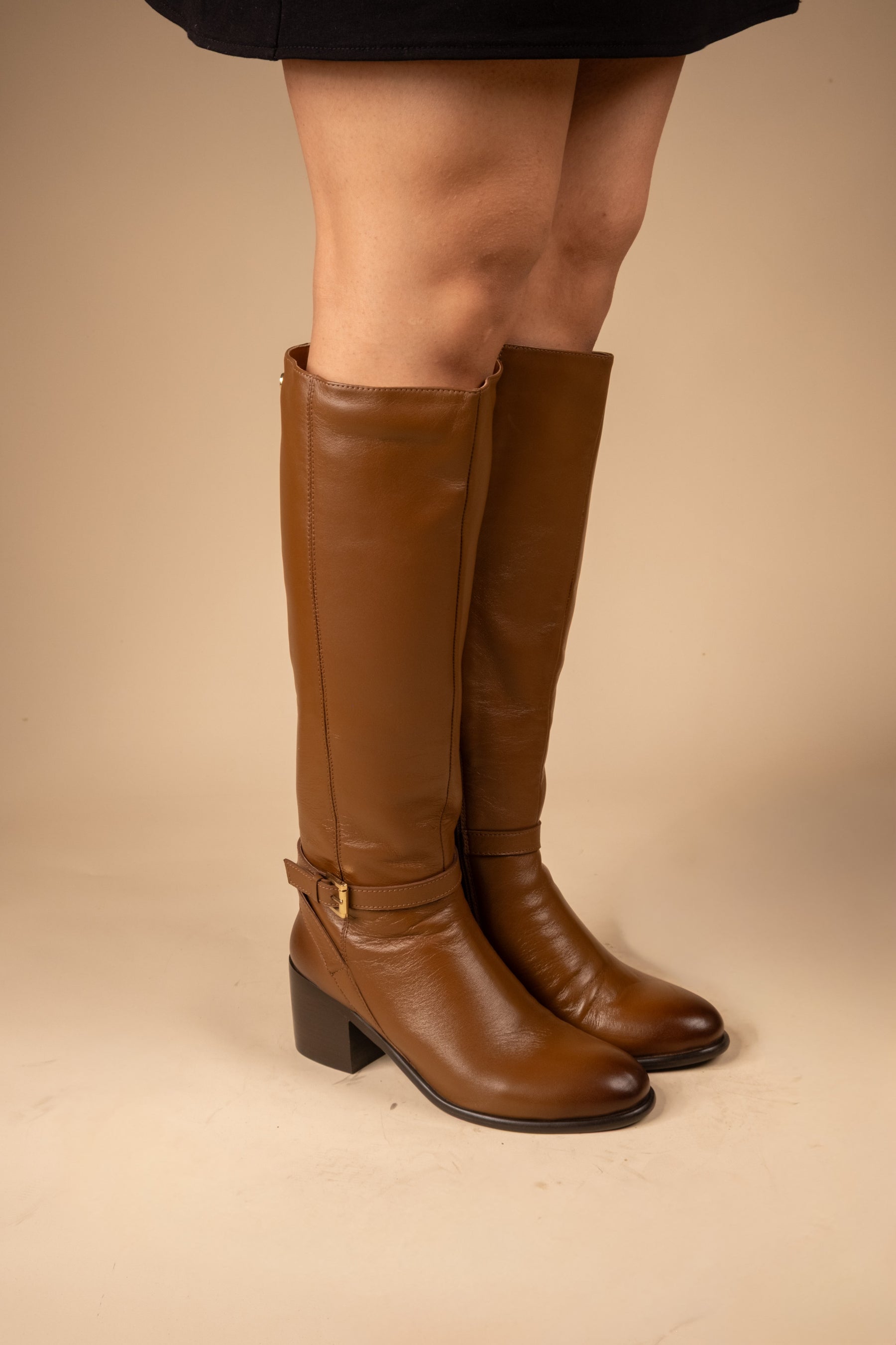 Noir Leather Knee High Boots