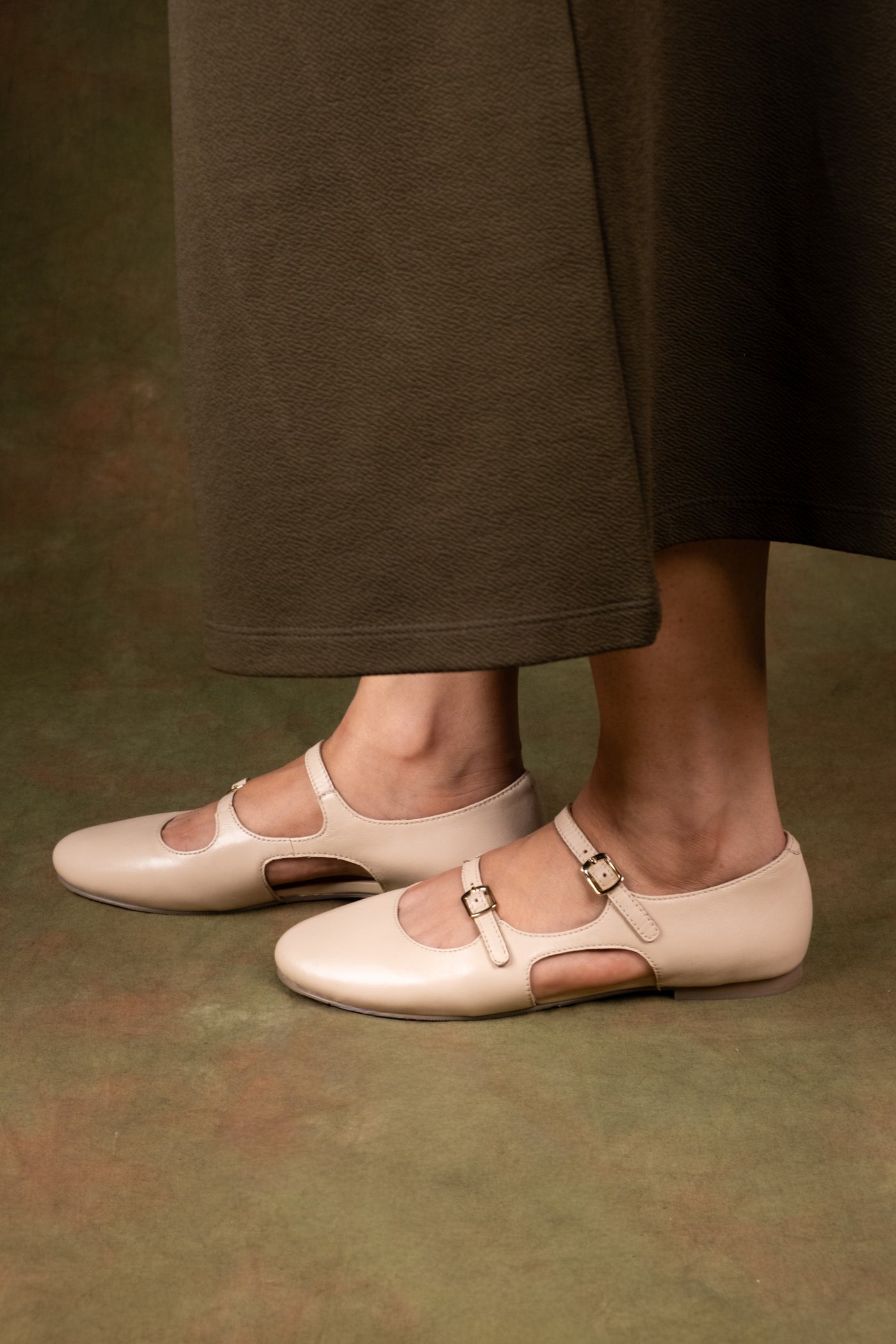 Bloss Nude Leather Ballerinas