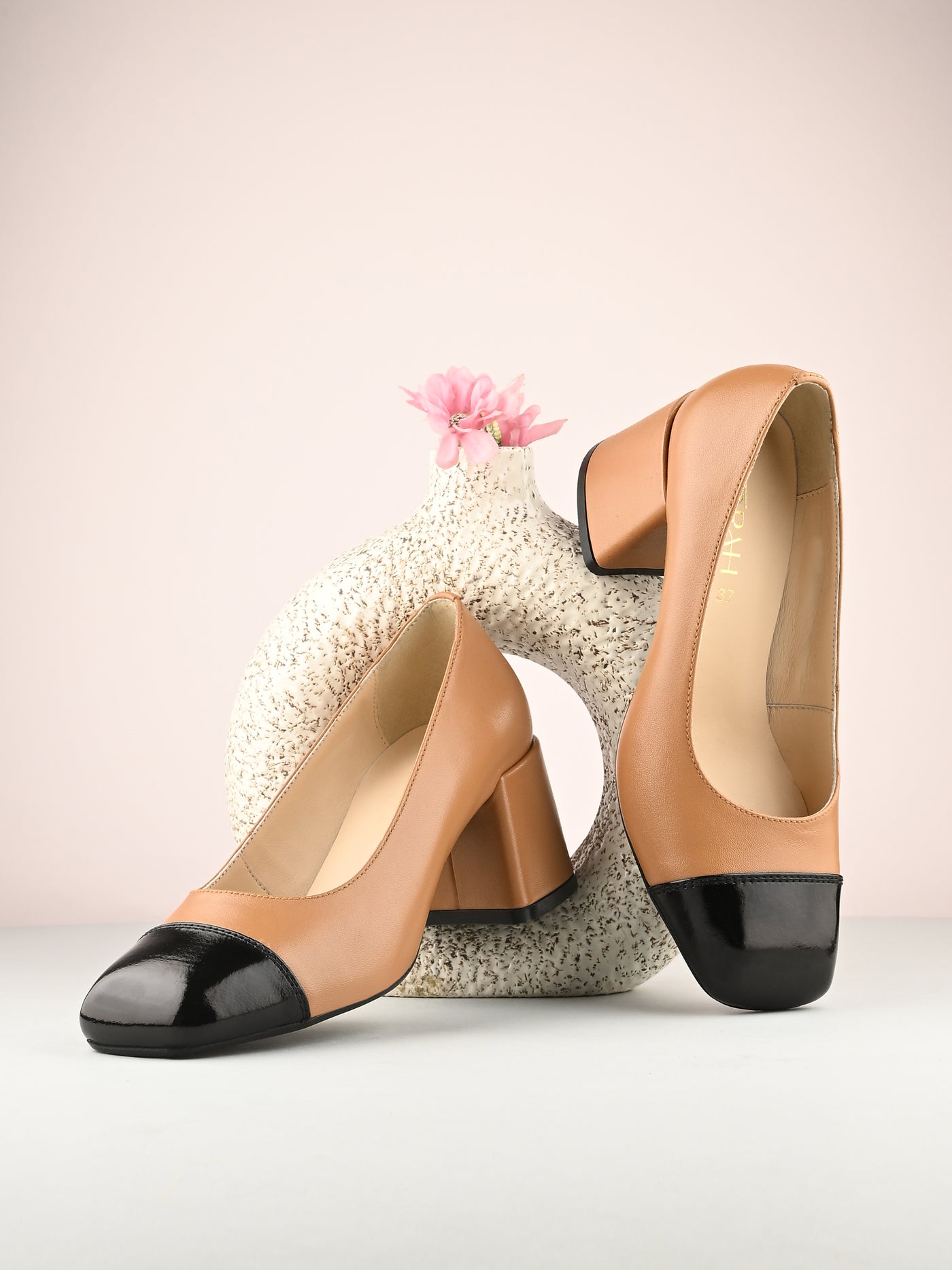 Radiant Leather Block Heels