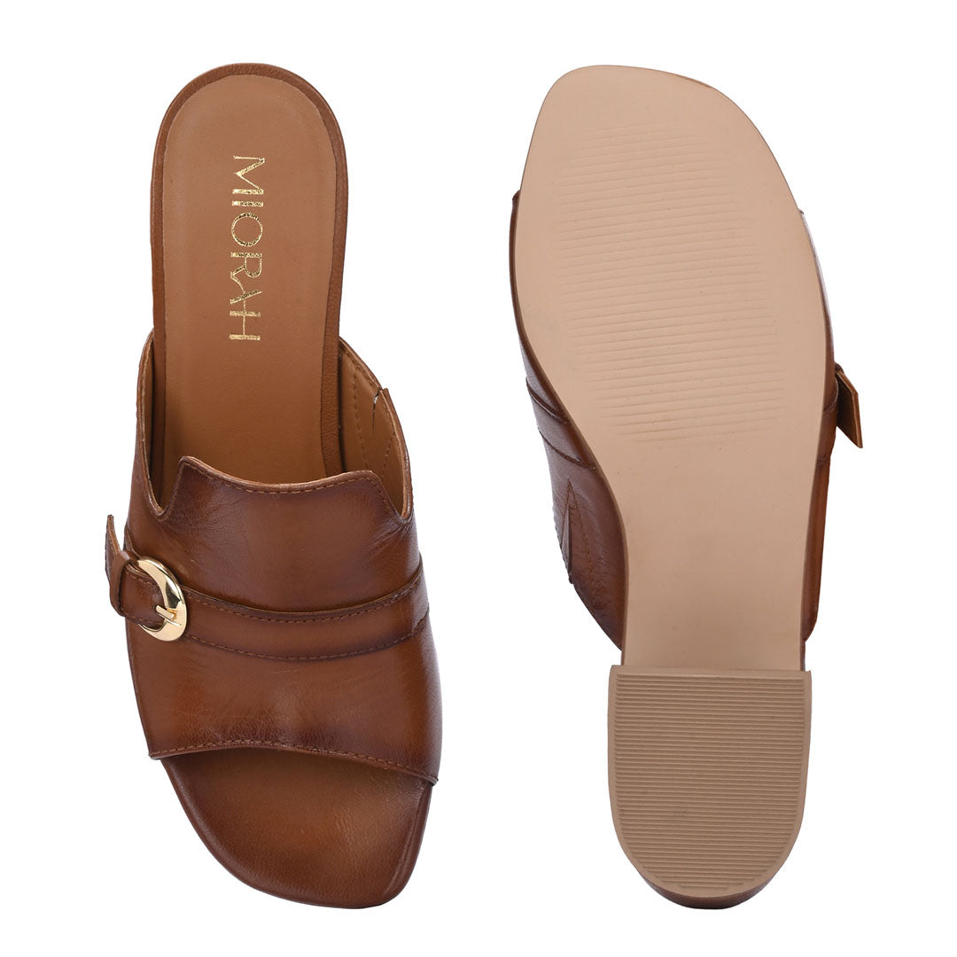 Splendor Leather Casual Block Heels