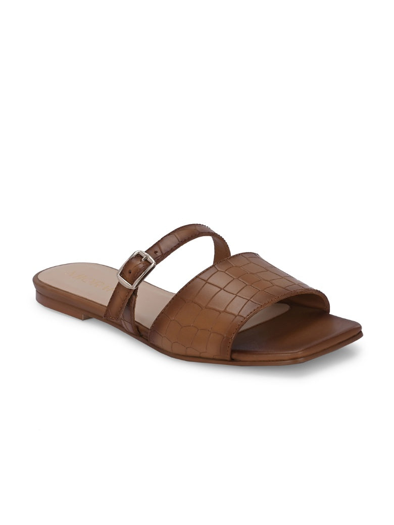 Nova Tan Leather Comfort Flats