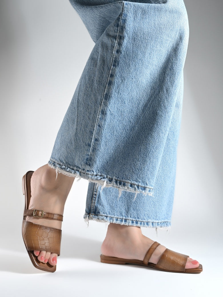Nova Tan Leather Comfort Flats