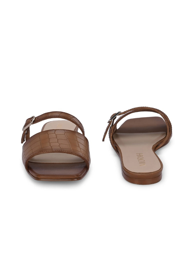 Nova Tan Leather Comfort Flats