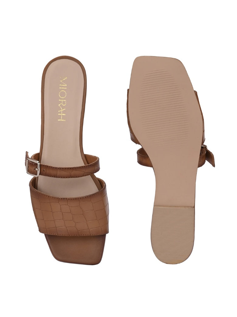 Nova Tan Leather Comfort Flats