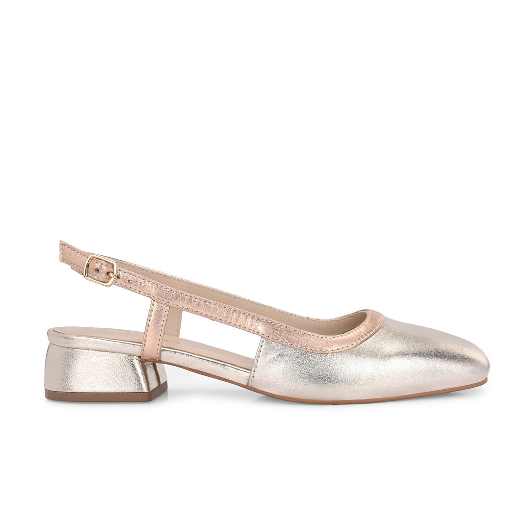 Vogue Golden Metallic Leather Block Heels