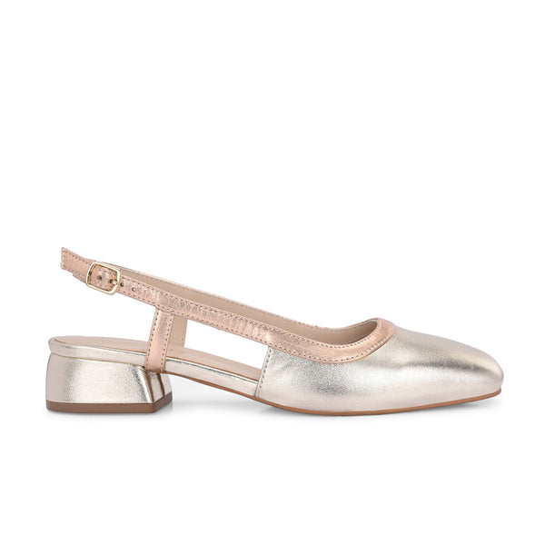 Vogue Golden Metallic Leather Block Heels