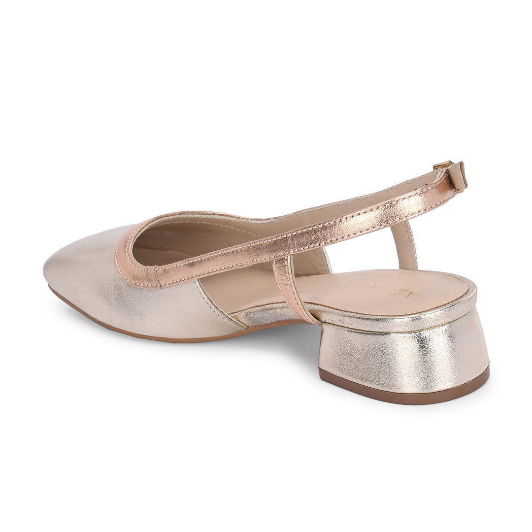 Vogue Golden Metallic Leather Block Heels