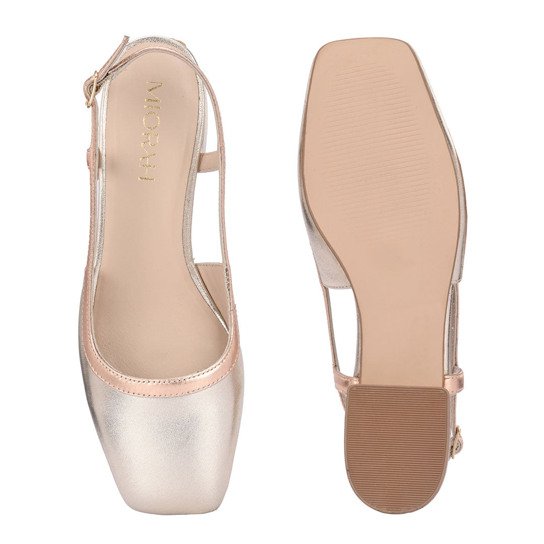 Vogue Golden Metallic Leather Block Heels