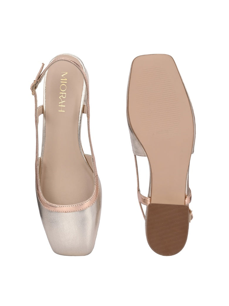 Vogue Golden Metallic Leather Block Heels