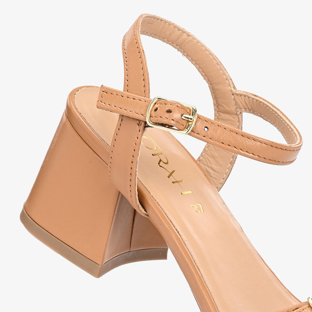 Roselle Leather Strappy Block Heels