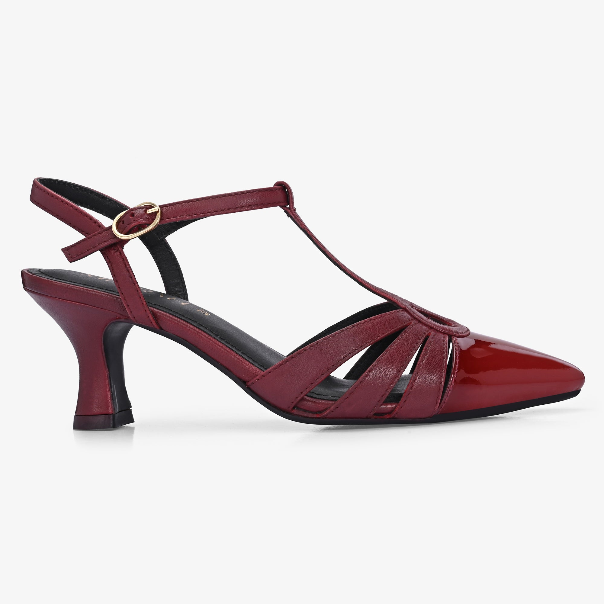 Amara Leather Ankle Strap Kitten Heels