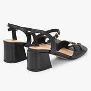 Roselle Leather Strappy Block Heels