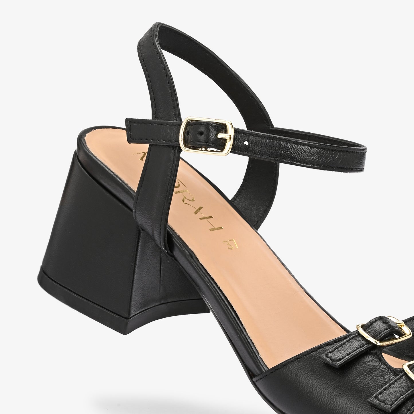 Roselle Leather Strappy Block Heels