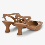 Elysia Snake Print Leather Ankle Strap Heels
