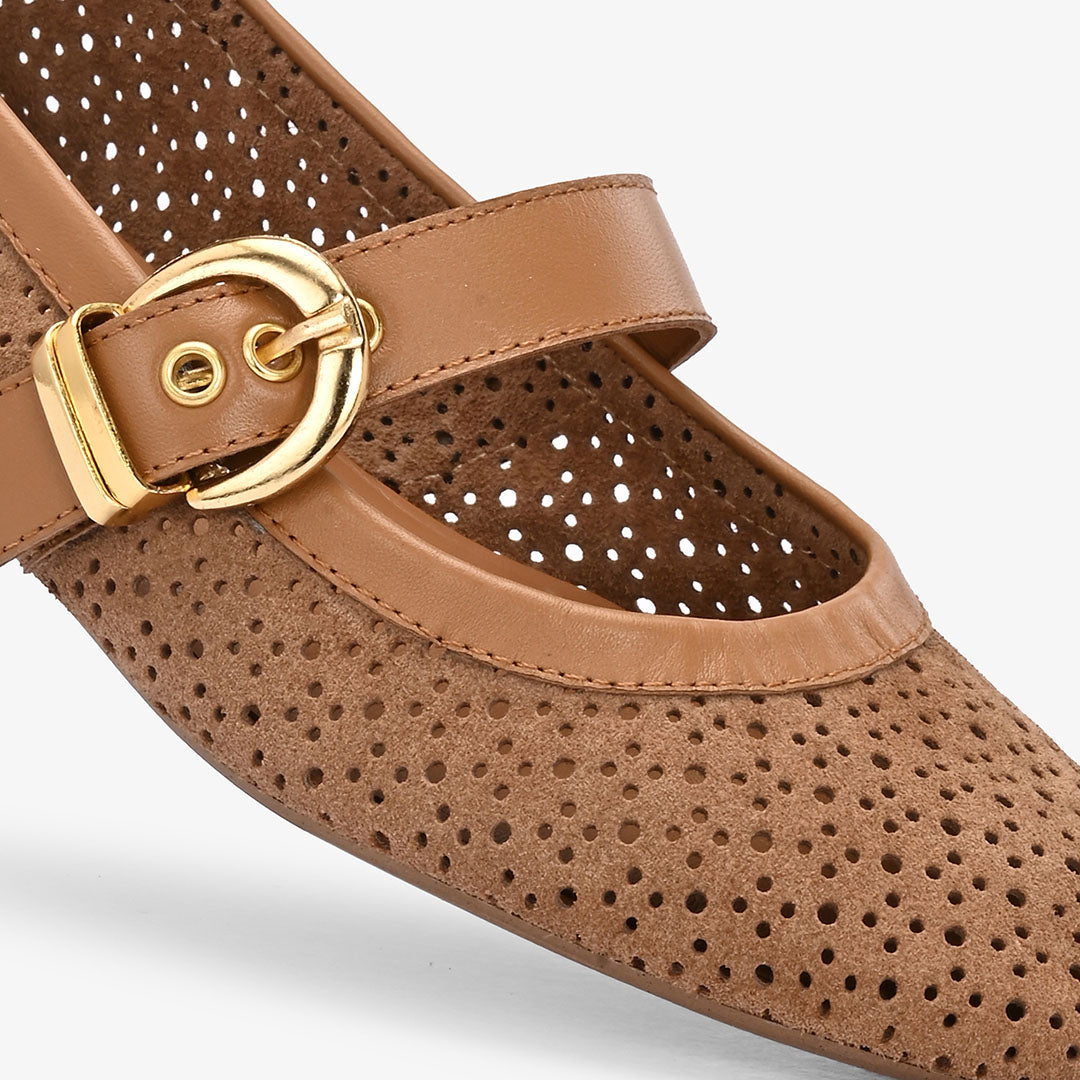 Juno Leather Strapy Ballerina