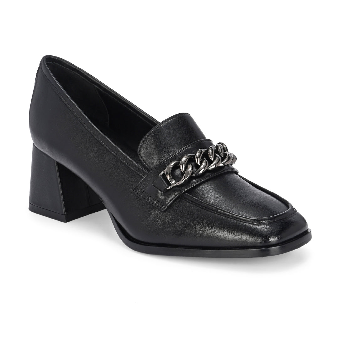 Chic Leather Block Heels