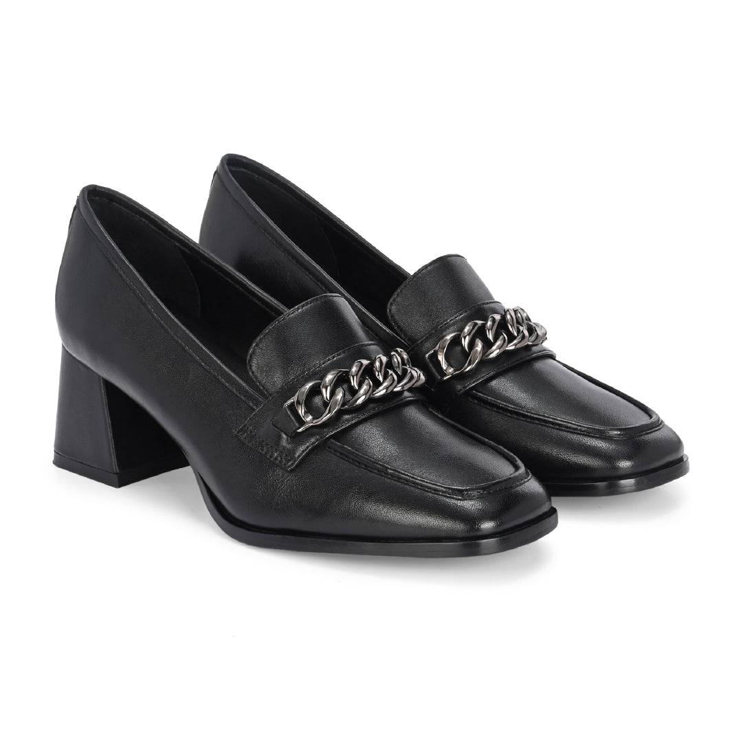 Chic Leather Block Heels