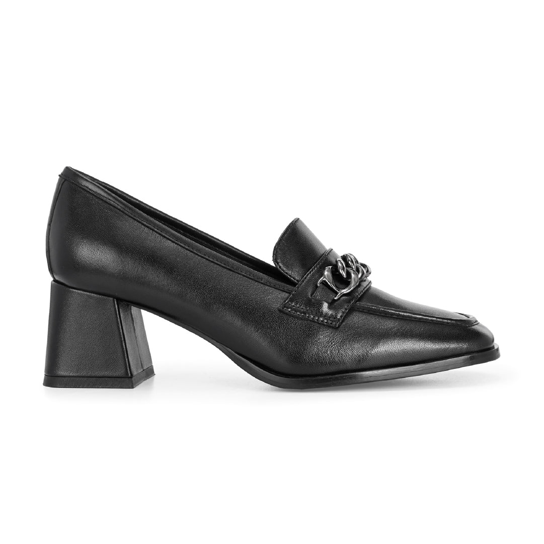 Chic Leather Block Heels