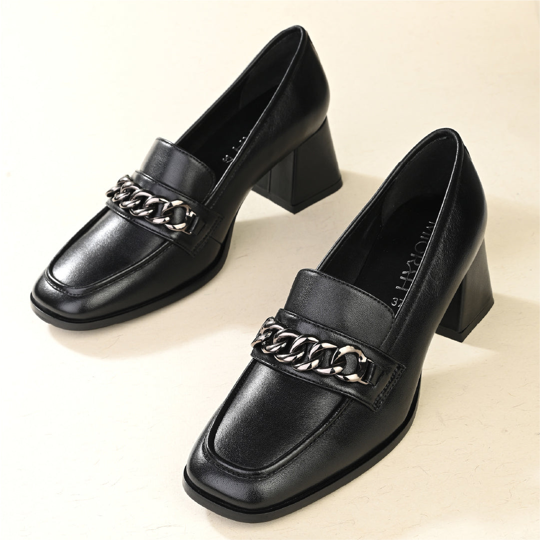 Chic Leather Block Heels