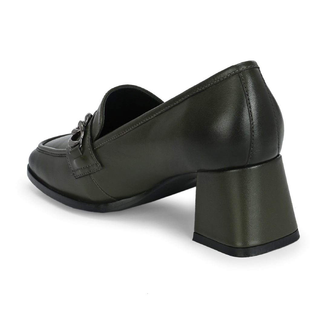 Chic Leather Block Heels