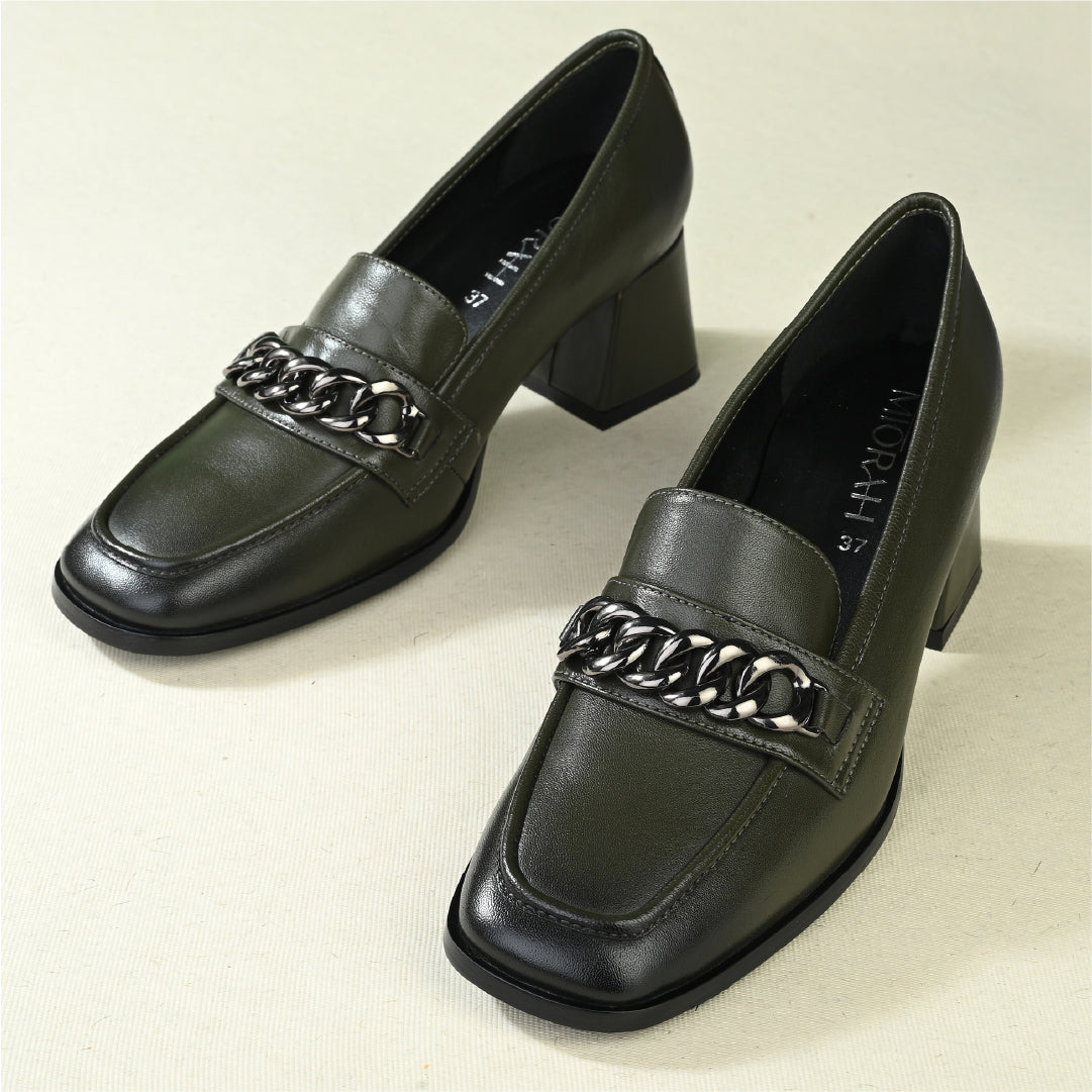Chic Leather Block Heels