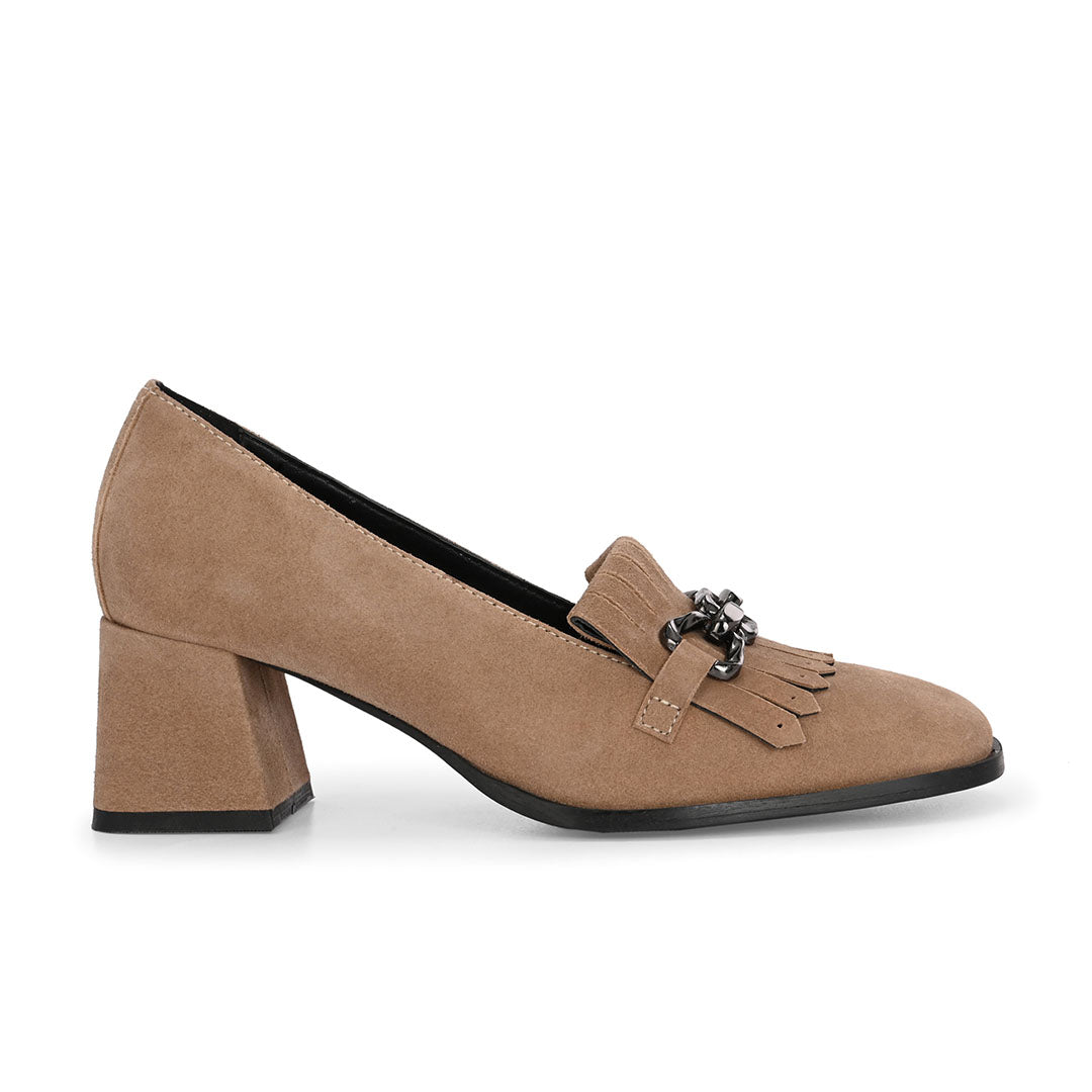 Luxe Suede Leather Block Heels