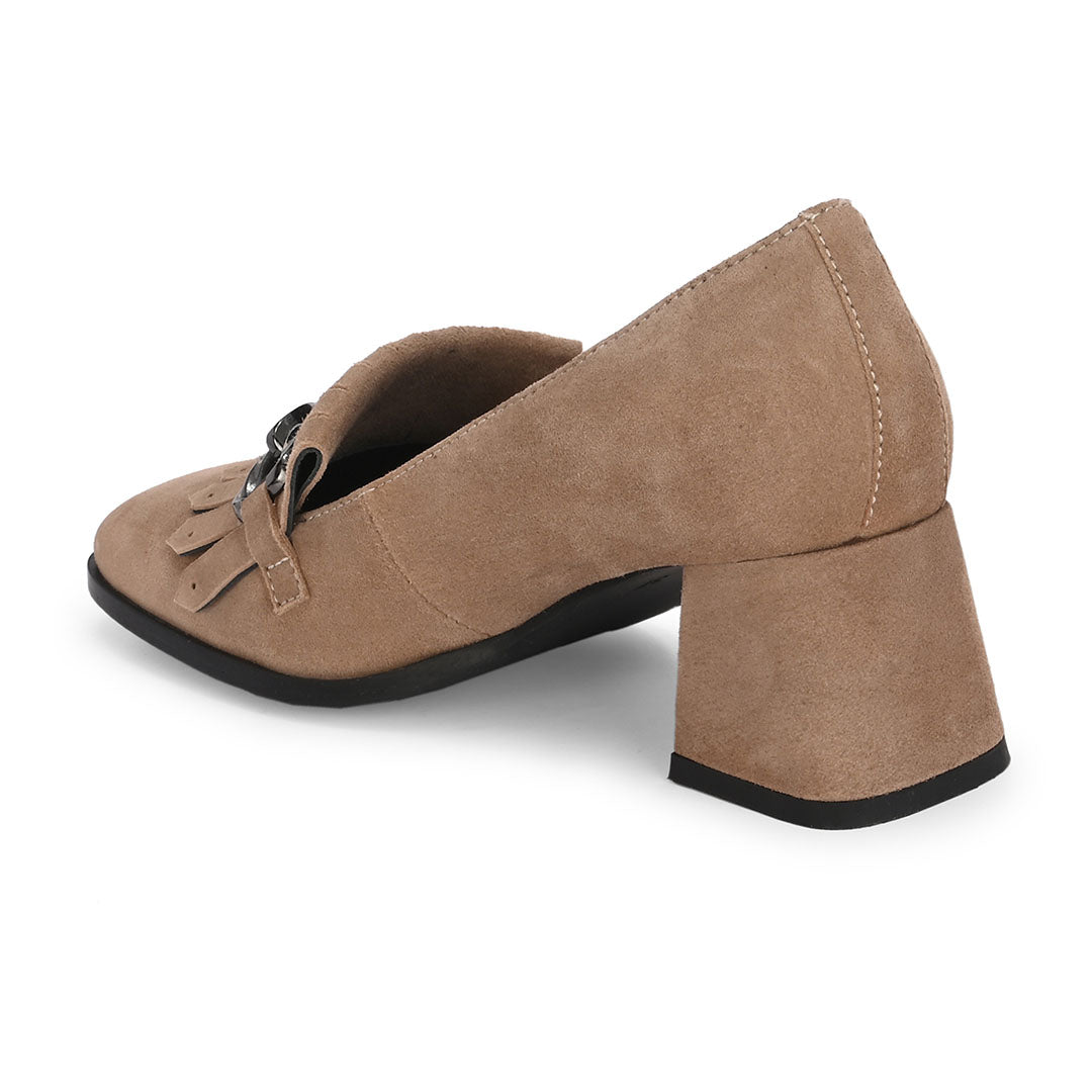 Luxe Suede Leather Block Heels