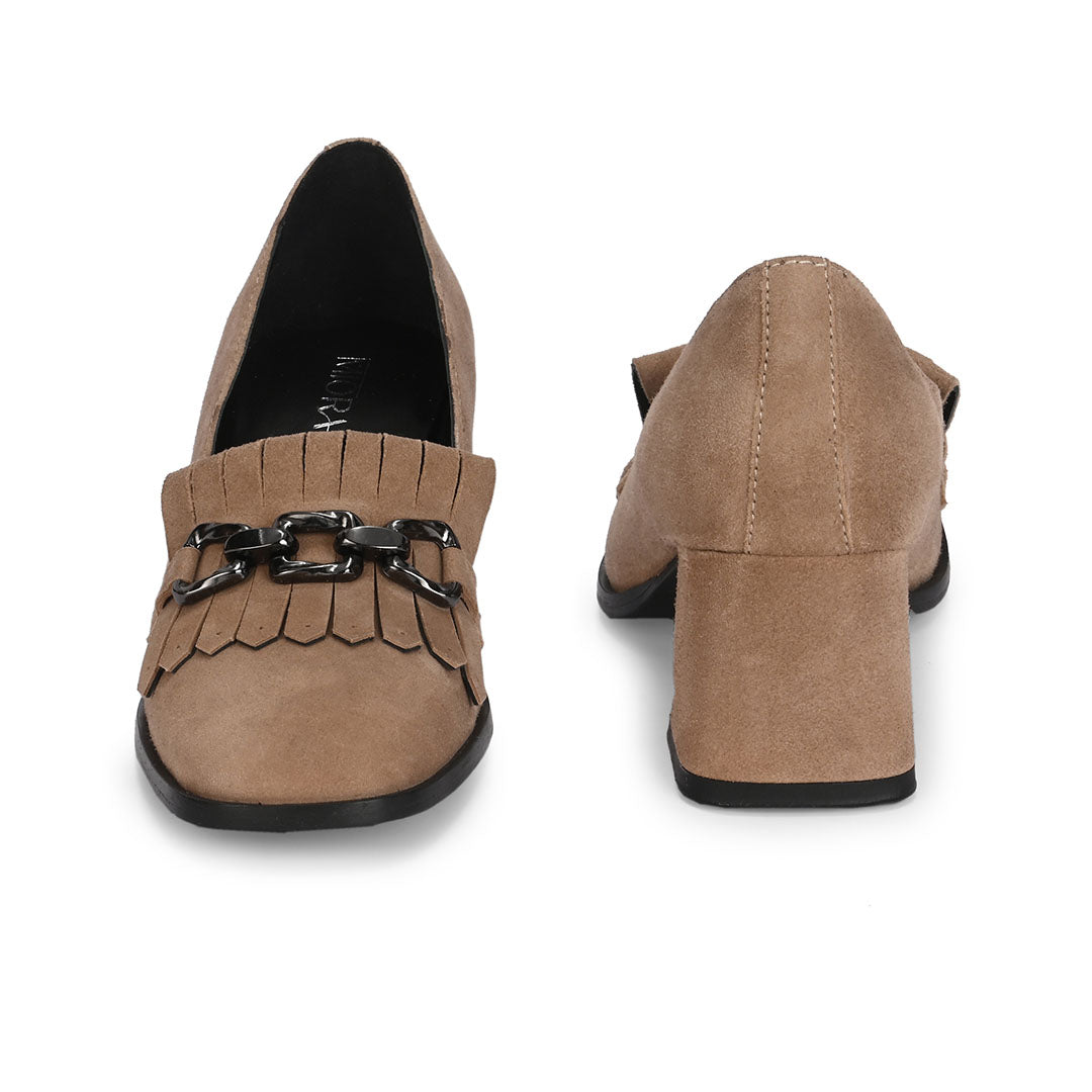 Luxe Suede Leather Block Heels