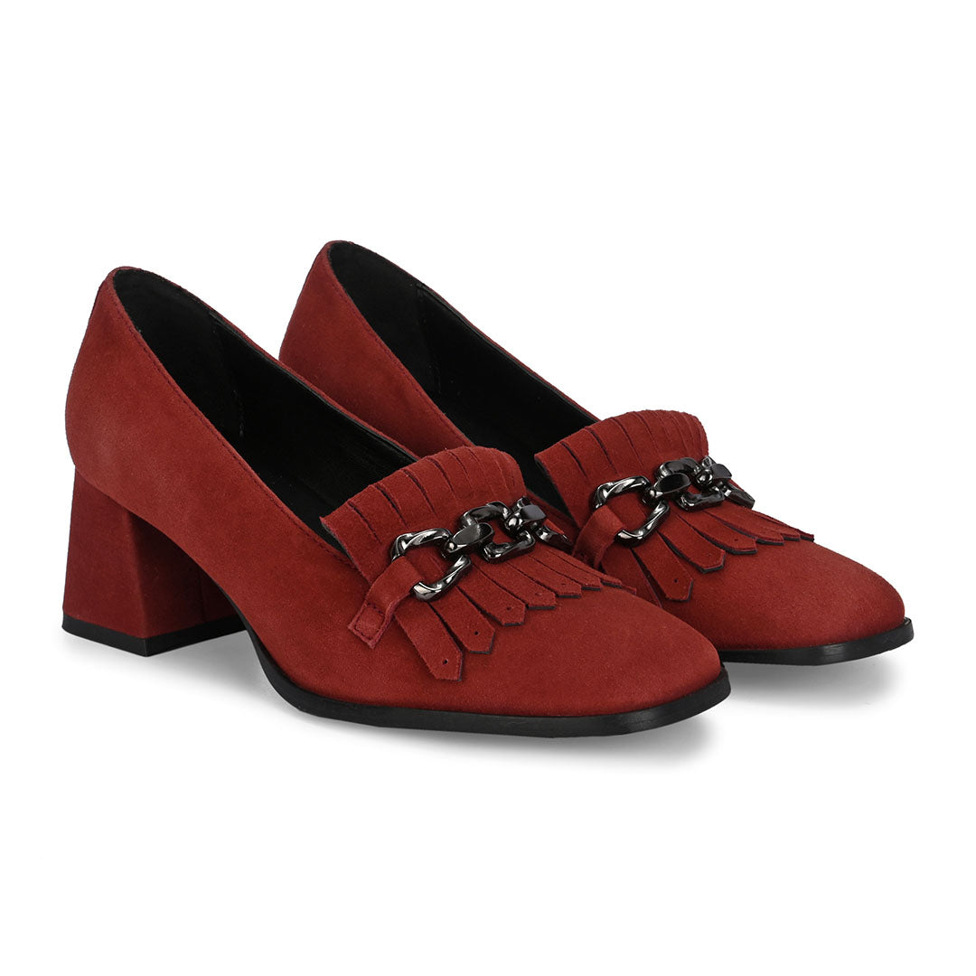 Luxe Suede Leather Block Heels
