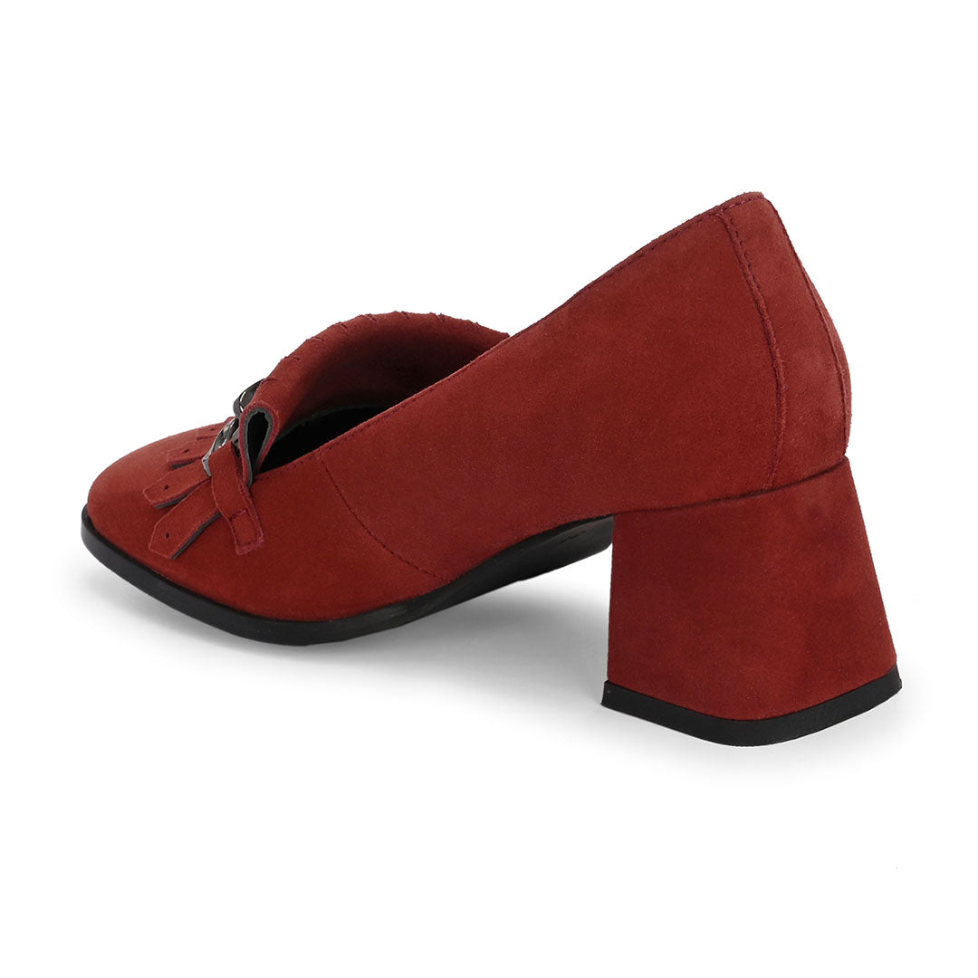 Luxe Suede Leather Block Heels