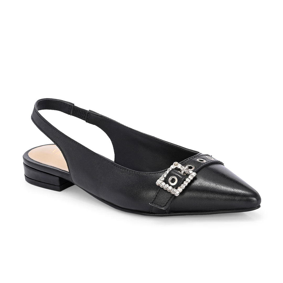 Dazzle Leather Stud Buckle Heels