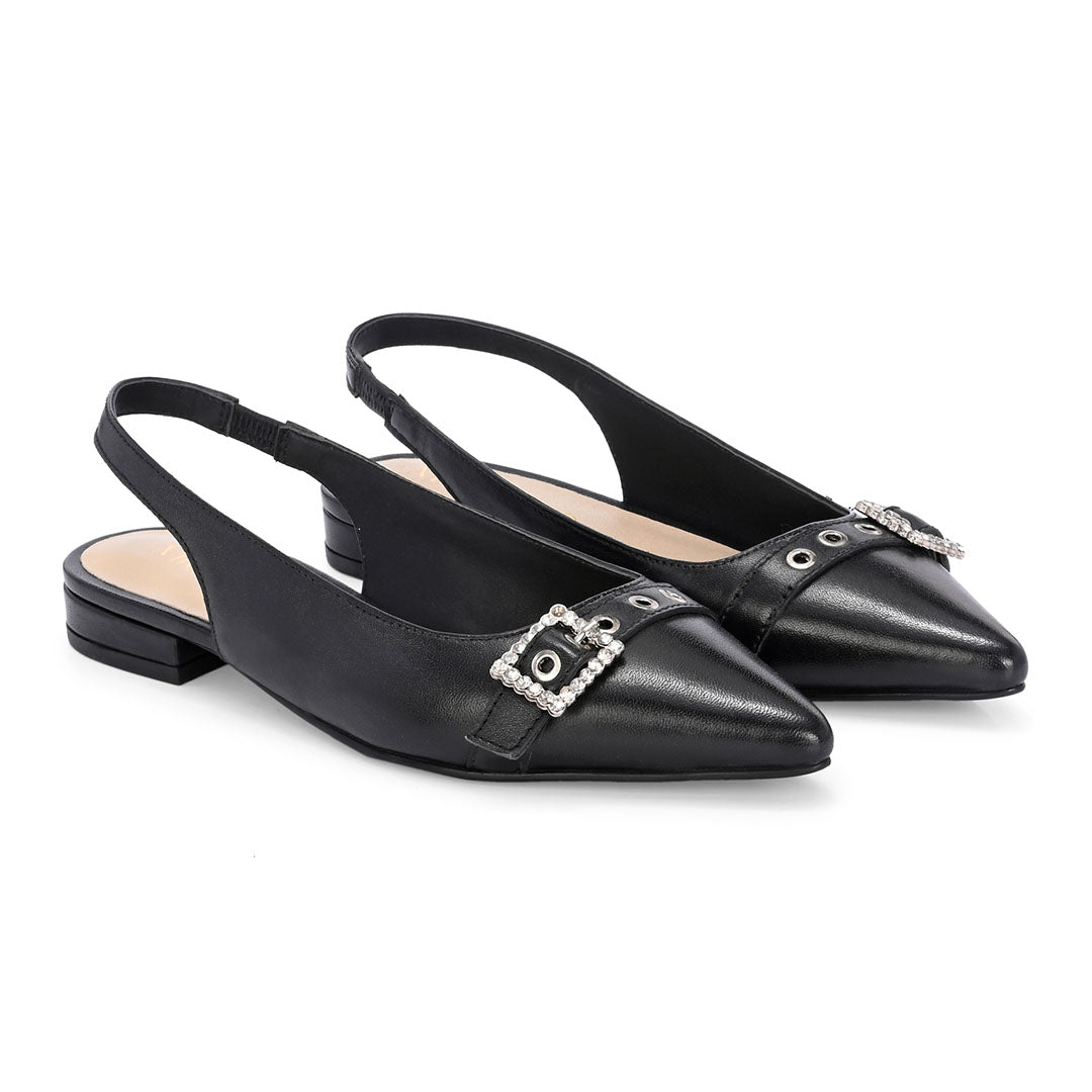 Dazzle Leather Stud Buckle Heels