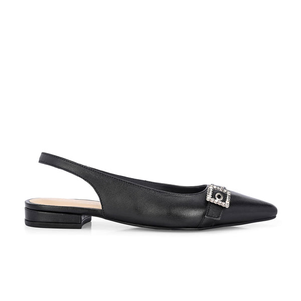 Dazzle Leather Stud Buckle Heels