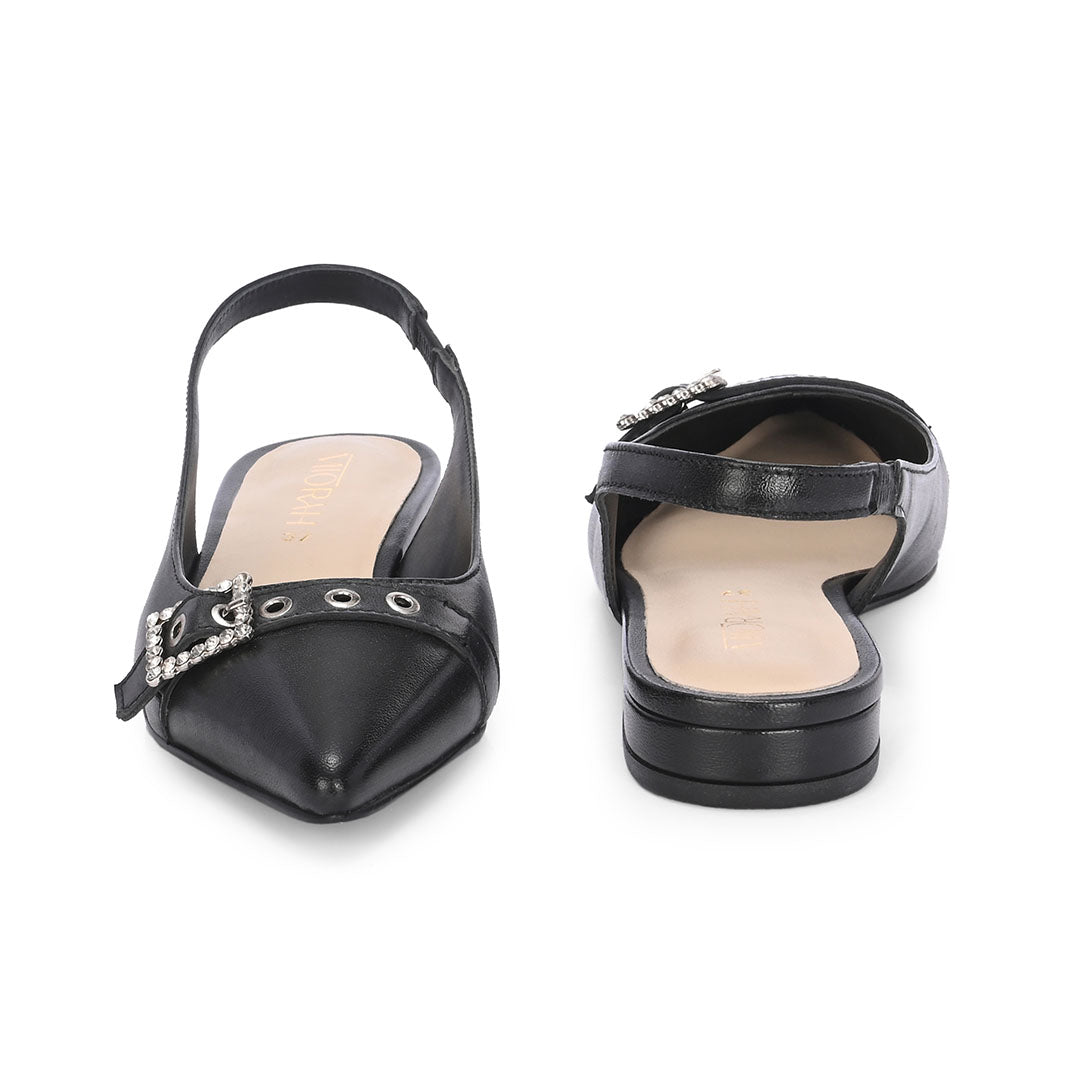 Dazzle Leather Stud Buckle Heels