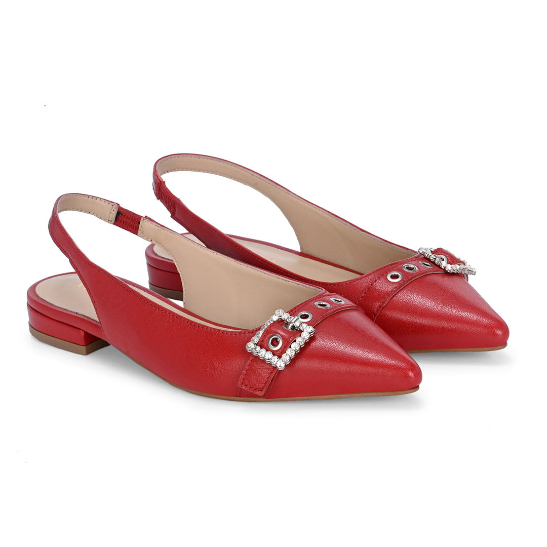 Dazzle Leather Stud Buckle Heels